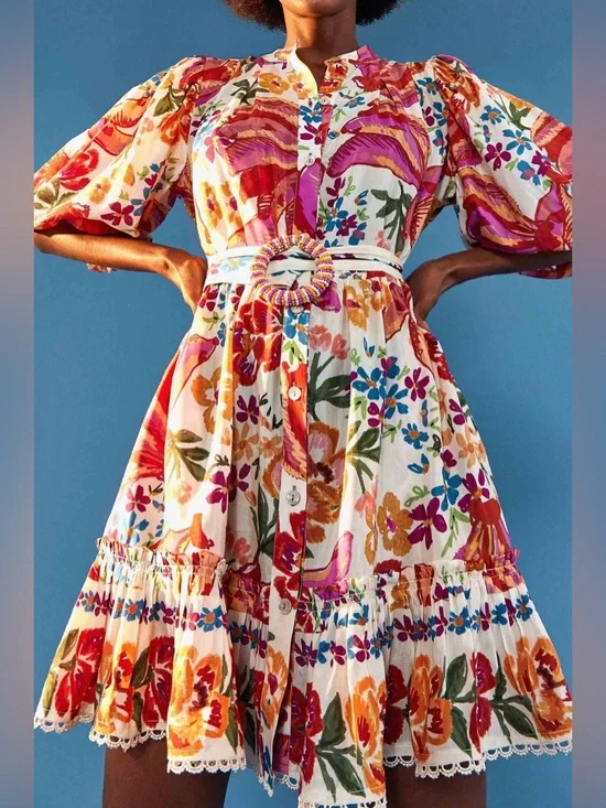 FARM Rio White Spring Bananas Belted Mini Dress - Picture 10 of 10